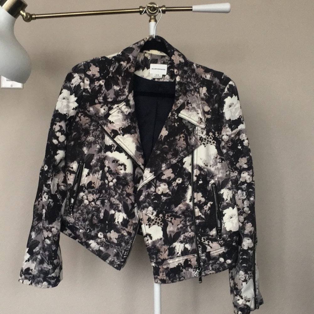 Club Monaco light  floral moto jacket